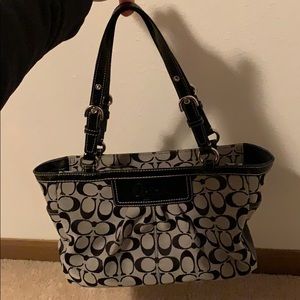 Coach purse grey/black 8” deep